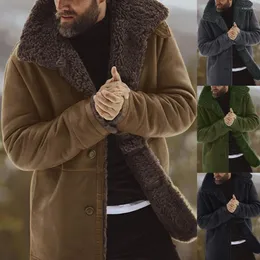 Men's Jackets In Outerwears Men's Winter Thick Warm Coat Sheepskin Jacket Long Sleeve Fur Wool Lined Mountain Faux Lamb Loose Male