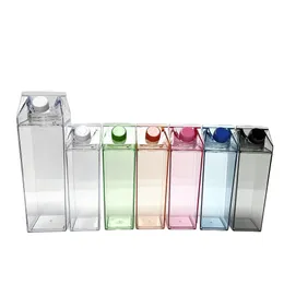 Lowest price 500ml Milk Box Plastic Milk Carton Acrylic Water Bottle Clear Transparent Square Juice Bottles for Outdoor Sports Travel BPA Free