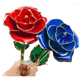 Decorative Flowers Valentine's Day Gift 24K Gold Plated Golden Rose Flower Holiday Present Wedding Party Decoration With Retail Box