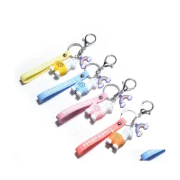 Keychains Lanyards Cute Cartoon Resin Alpaca Rainbow Mticolor Keyring Mobile Phone Bag Creative Pendant Couple Keychain Gift Drop Ot9Pl