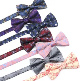 Bow Ties Mens Bowtie Casual Floral Striped Jacquard Woven Tryckt för bröllopsfest Skinny Cravat Butterfly Present AccessoryBow