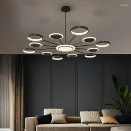 Pendant Lamps Nordic Library Led Reading Light Round Office Chandelier Lighting Living Room Strip Dining Study