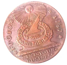 USA 1 Cent "Fugio Cent" 1787 Koppar 100 % KOPIERA MYNT Metall Hantverk Specialgåvor