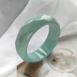 Bangle UJBOX 1PC Korean Acrylic Resin Pattern Facet For Women Green Heavy Wide Bracelet Wrist Jewelry Accessories