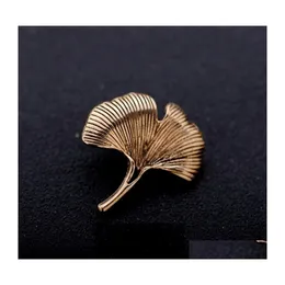 Pins broszki mężczyźni ginkgo biloba liść lapel stick broszka bozowa kombinezon Tuxedo Cor Wedding Boutonniere retro przyciski dla 80c3 Dostarcz dhsml