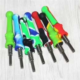 20pcs Hookahs 14mm Silicone Nectar With Titanium Tips Quartz Tip Food Grade Nectars Portable Smoking Accessories For Wax Dab Rigs