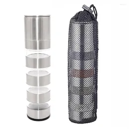 Lagringsflaskor Portable BBQ Cookout Säsongsburk i rostfritt stål Transparent Solid Spice Jars Organiser Shakers med lock