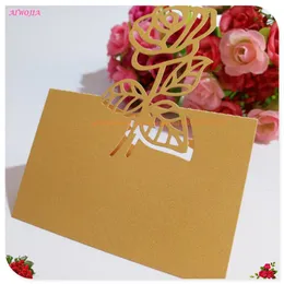 Cartões de felicitações 50pcs/lote 2023 Tabela de flores a laser Corte Nome da festa de casamento Place Decoracion Favors Supplies 6zsh222