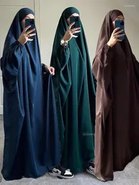 Ethnic Clothing Eid Hooded Muslim Women One Piece Jilbab Long Khimar Hijab Dress Prayer Garment Abaya Ramadan Gown Abayas Islamic Clothes