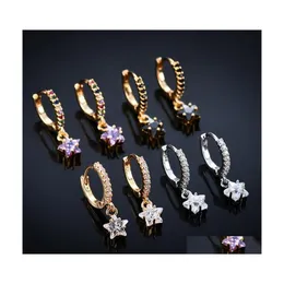 Charm Colorf Star Earrings Fashion Ins Style Women Ear Stud Copper Alloy Lady Lady Hanging Earring Party Young Girl Zircon Jewelry Dh13m