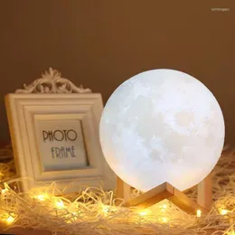 Table Lamps SIUU Touch 3D Printed Moon Charging Mobile Small Night Light Bedroom Bedside Sleeping Eye Protection Lamp