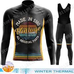 2023 Retro Custom Year Vintage maglia da ciclismo Set manica lunga da uomo abbigliamento invernale tuta da bici da strada pantaloni bavaglino MTB Maillot Culotte