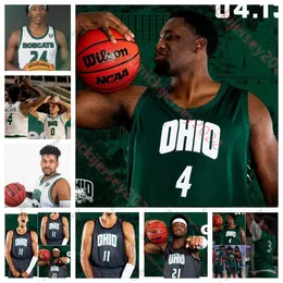 O basquete universitário usa camisa de basquete de Ohio Bobcats personalizada 4 Dwight Wilson III Miles Brown Ben Roderick Jaylin Hunter Devon Baker Gabe Wizintzer Olumi