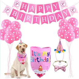 Dog Apparel Accessories Hat Bow-knot Bandana Bibs Happy Birthday Banner DIY Handmade Adjustable Headwear Decoration Pet Party Supplies