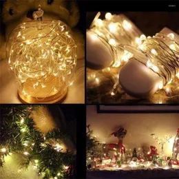 Strings Christmas Tree Wedding Decoration 5M LED Strip Fairy Lights Cortina De Garland Battery Powered Copper Wire Luces Navidad