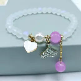 Link Bracelets 1 Piece Frosted Crystal Bracelet Cross Heart Pendant Fashion Women Romantic Simple Jewelry 6 Styles