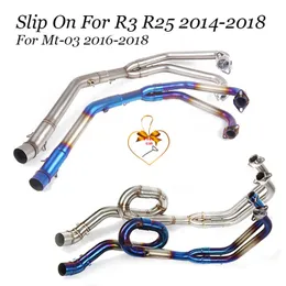 オートバイ排気システムプラグアンドプレイフルタイタン合金ステンレス鋼フロントチューブ用R3 R25 2014-2023 MT-03 2023-2023