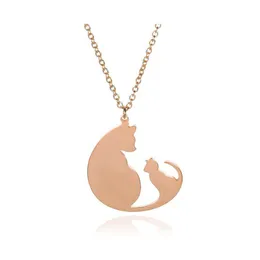 Pendant Necklaces Stainless Steel Cute Cat Delicate Minimalist Gold Little Dinosaur Necklace Rose Dragon Jewelry Gift For Him With C Ot9Gh