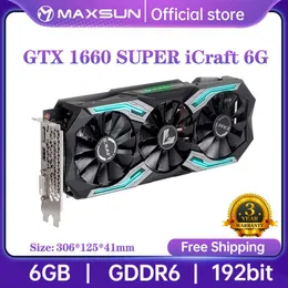 Maxsun Full New GTX 1660 Super Icraft 6GBグラフィックカードGDDR6 GPUゲーム12NM RGB照明192ビットビデオカード用PCコンピューター