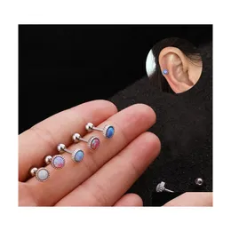 Lampadario penzolante Colori misti Orecchini cartilagine Bling Crystal Ear Stud Orecchini a bottone con bilanciere in acciaio inossidabile Helix Tragus Pierci Dh7Oi