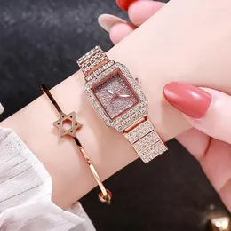 Armbanduhren Frauen Voller Strass Armband Uhren Platz Diamant Damenuhr Geschenk Quarz Armbanduhr Relogios femininos Uhr Moun22