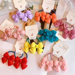 Acessórios para o cabelo Ooleer 2pcs Bowknot Elastic Bands Scrunchies Lovely Candy Color Bow Flower Tie para meninas fofas fofas