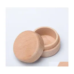 Jewelry Boxes Beech Wood Small Round Storage Box Retro Vintage Ring For Wedding Natural Wooden Case 136 U2 Drop Delivery Packaging Di Dh6Ev