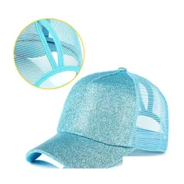 Ball Caps Women Glitter Men Snapback Hat Mesh Breathable Trucker Messy Summer Hats Female Adjustable Drop Delivery Fashion Accessori Otufo