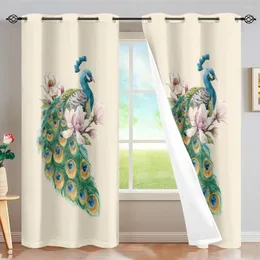 Curtain 2PCS Curtains For The Living Room Luxury Blackout Custom Beautiful Peacock Feather Design Print On Demand