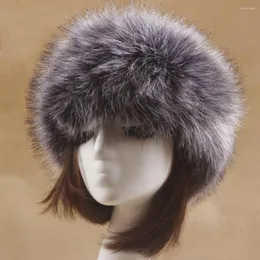 Berets furry fryzjer puszysty rosyjskie sztuczne futra kobiet dziewczyna na głowa kapelusz zimowy narciarstwo głowa ciepła ciepłe ciepłe czaszki czapki czapki