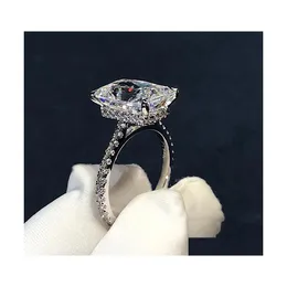 Pierścienie zespołowe Radiant Cut 3CT Lab Diamond Ring 925 Sterling Sier Bijou zaręczynowy ślub dla kobiet Bridal Party Jewelry 885 Q2 Drop dhxov