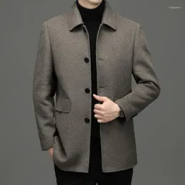 Giacche da uomo Inverno 70% Cappotto di lana Uomo Cappotti di lana Colletto rovesciato Miscela moda maschile Monopetto Capispalla Trench