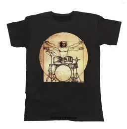 Men's T Shirts Funny Fashion Shirt Da Vinci Drummer T-Shirt Fit Drums Music