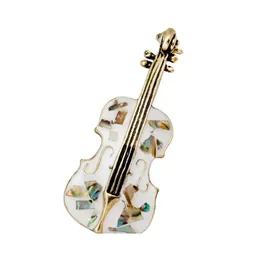 Pinos broches unissex instrumentos musicais folhas de bordo de violino para mulheres pinos de esmalte colar colarinho de broche de entrega jóias otsyh