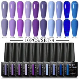 Nail Art Kits 10/12PCS Gel Polish Set Purple Series Semi Permanent Soak Off UV Led Hybrid Varnishes Base Top Coat