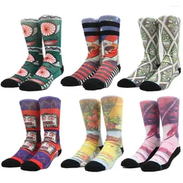 Herrstrumpor hiphop män kvinnor skateboard sock 3d tryck nyhet basket sport calcetines