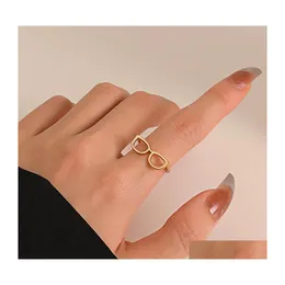 Cluster Rings Europe Fashion Jewelry Fun Mini Glasses Ring Nisch Design Öppning Pekfingerälskare Drop Delivery Dhloh