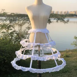 Skirts 2023 Women Girls Lolita Cosplay Petticoat Lotus Leaf 3 Laps Hollow Birdcage Skirt Support Bride Wedding Dress Lining