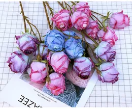Decorative Flowers 1pc 3 Heads Real Touch Rose Artificial Silk Flower For Home Floral Arrangement Ornament Wedding Party Decoration
