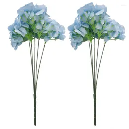 Fiori decorativi 2x bouquet di fiori di ortensia artificiale con 5 teste grandi (diametro 7 pollici ciascuna testa) Blu