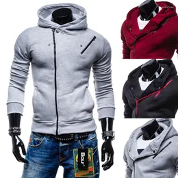 Herrtröjor som säljer hooded cardigan fleece vänster axel sned blixtlåsdekorationer mode hoodie