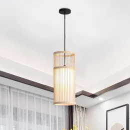 Подвесные лампы бамбук сплетенная люстра Творческая подвесная легкая домашняя чайная комната