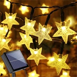 Saiten Outdoor Solar Powered Star String Lights 20 50LED Wasserdichte Weihnachtslampe für Garten Terrasse Landschaft Weihnachtsbaum Jahr