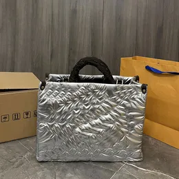 Bolsa acolchoada feminina roupas macias bolsas de grife 41180 bolsas de ombro grande bolsas de luxo bordado algodão couro genuíno 44571 bolso interno com zíper 14 cores