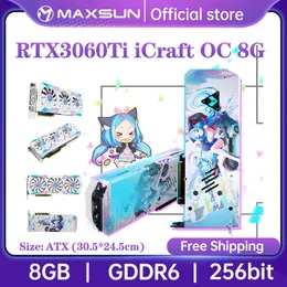 MAXSUN 그래픽 카드 GEFORCE RTX 3060TI ICRAFT OC 8G GDDR6 GPU 8NM NVIDIA 컴퓨터 PC 256 비트 DP*3 게임 비디오 카드 전체 새로