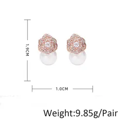 Orecchini A Perno Donna In Argento Sterling Con Zirconia Cubica - Placcato Oro Bianco/Rosa, Ipoallergenici, 8,5 Mm - 3
