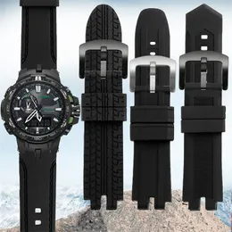 Watch Bands Soft Silicone Watchband For C-asio PRG-300 330 PRW-3000 PRW-3100 PRW-6000 PRW-6100 Band Black Rubber Strap Bracelet