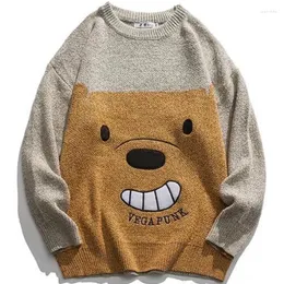 Мужские свитера хип -хоп винтажный аниме аниме Harajuku Sweater 2023 Зимняя модная уличная одежда вязаный пул.