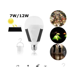 Żarówki LED Portable Inteligentne 7W 12W Solar BBS Lampa AC 85265 E27 Naładowanie IP65 CAM Oświetlenie awaryjne Lights Dostawa OtxD8