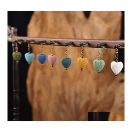 Dangle Chandelier 8 Colors Lava Rock Heart Shape Earrings Essential Oil Diffuser Natural Stone Drop Ear Rings For Women Fashion Ar Otpzr